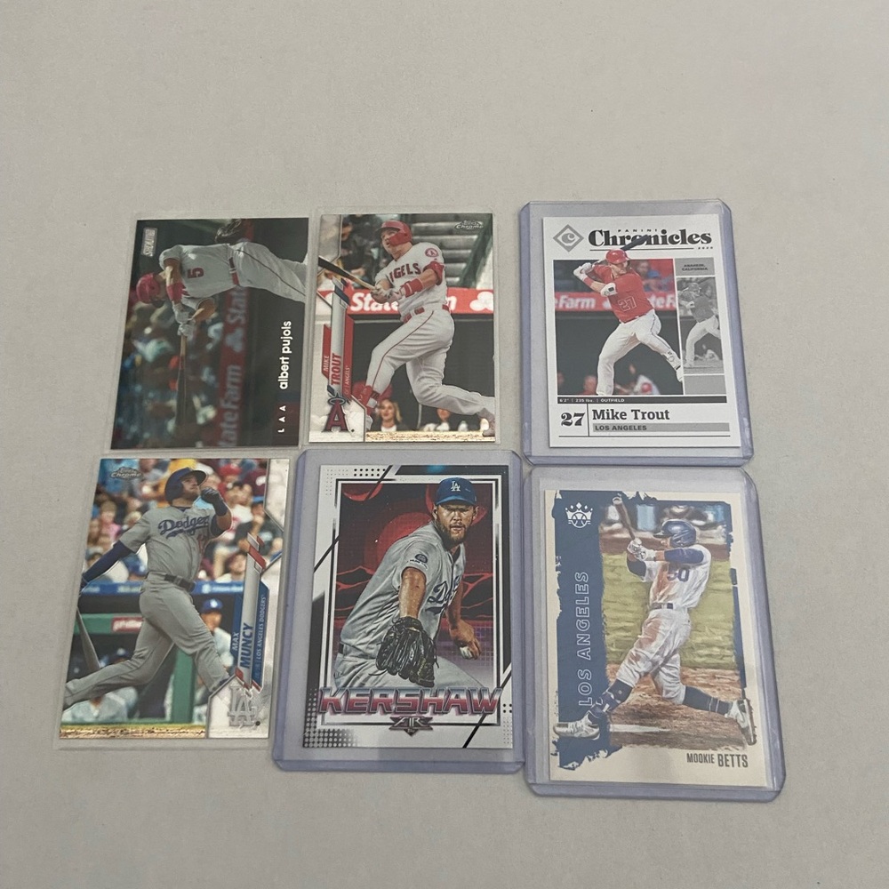 ⚾ Dodgers vs Angels Baseball Card Bundle – Trout, Betts, Kershaw, Pujols
